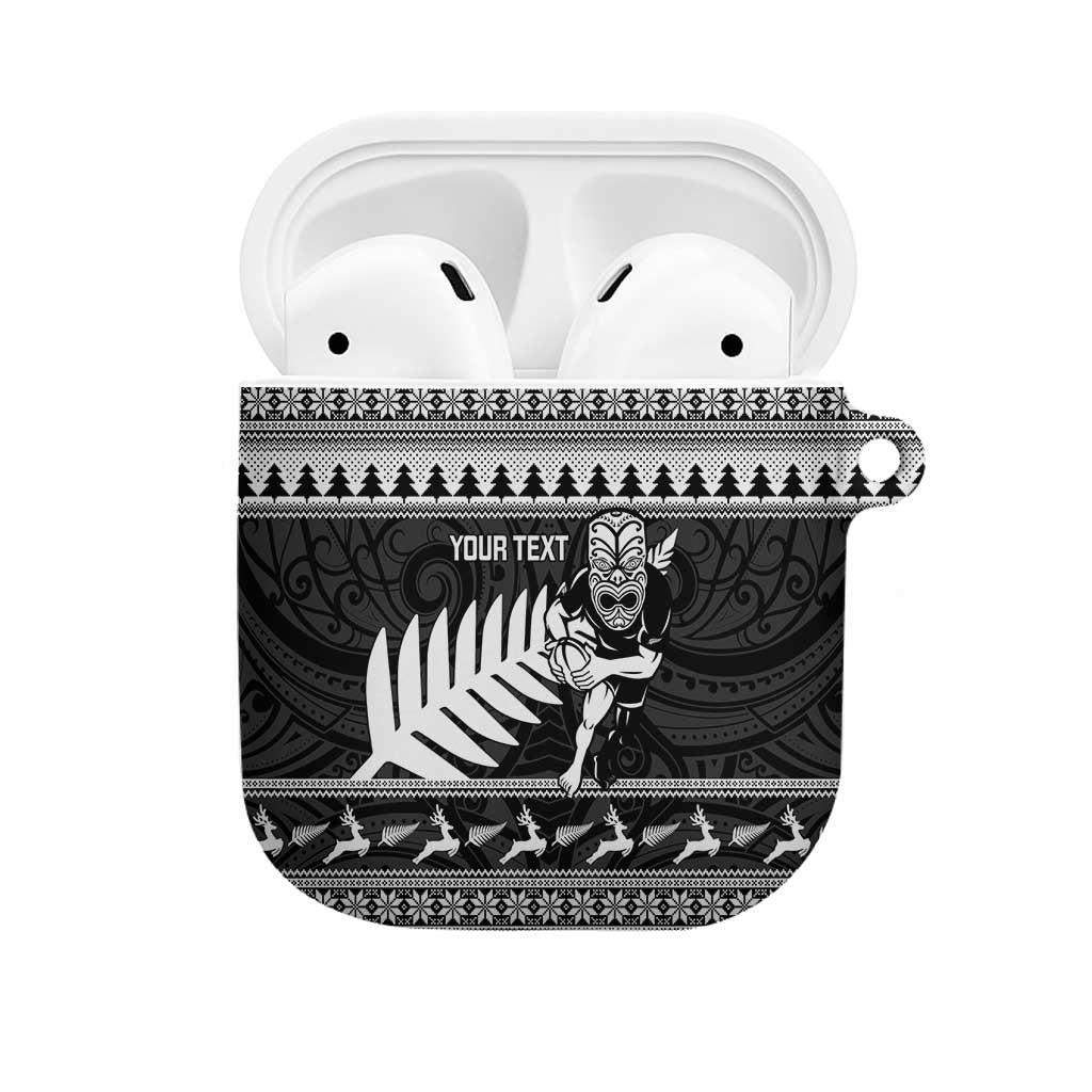New Zealand Christmas Rugby Personalised AirPods Case Meri Kirihimete All Black Maori - Polynesian Pride
