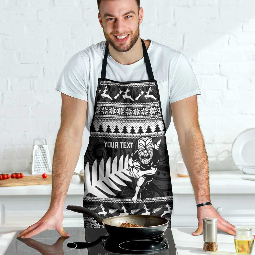 New Zealand Christmas Rugby Personalised Apron Meri Kirihimete All Black Maori - Polynesian Pride