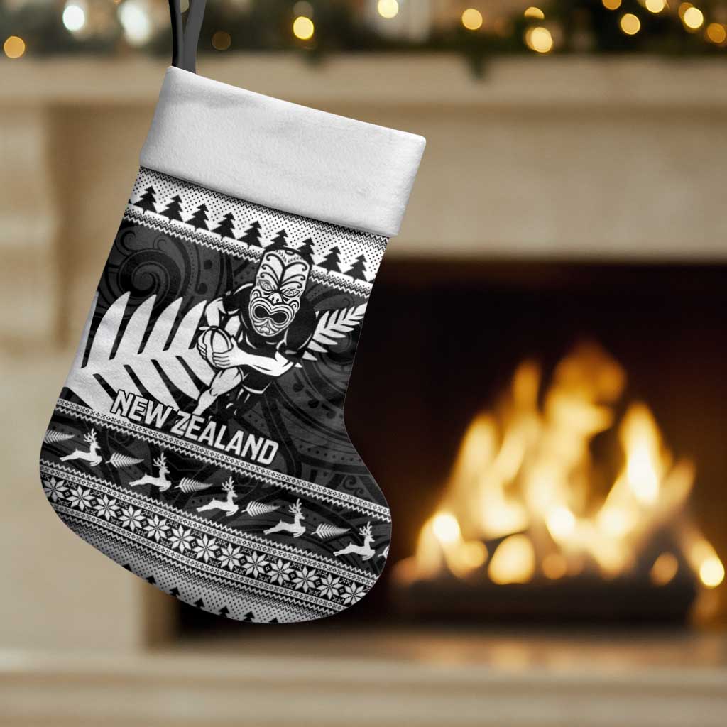 New Zealand Christmas Rugby Personalised Christmas Stocking Meri Kirihimete All Black Maori - Polynesian Pride
