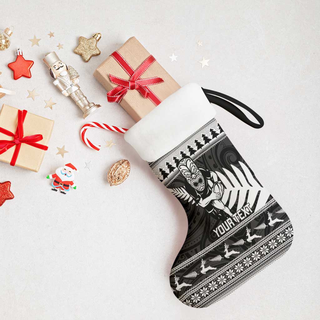 New Zealand Christmas Rugby Personalised Christmas Stocking Meri Kirihimete All Black Maori - Polynesian Pride