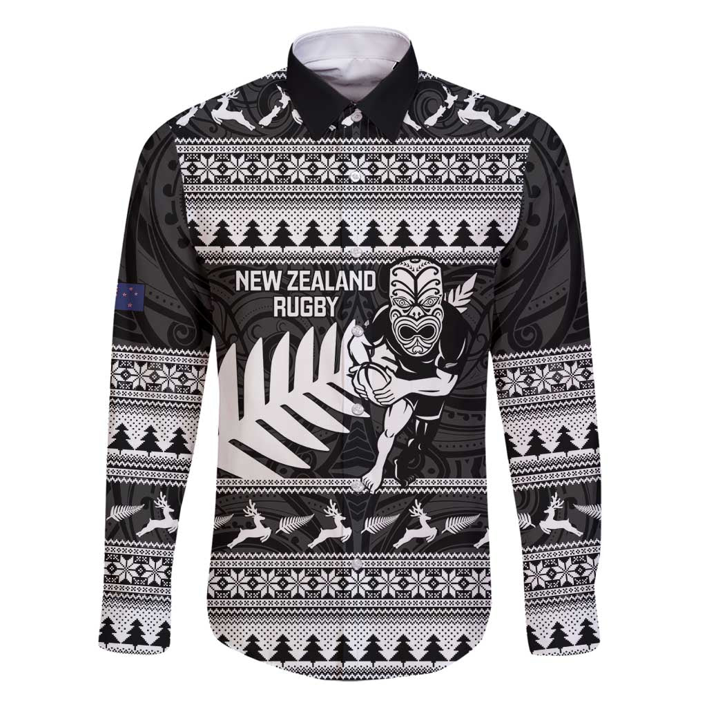 New Zealand Christmas Rugby Personalised Family Matching Mermaid Dress and Hawaiian Shirt Meri Kirihimete All Black Maori - Polynesian Pride