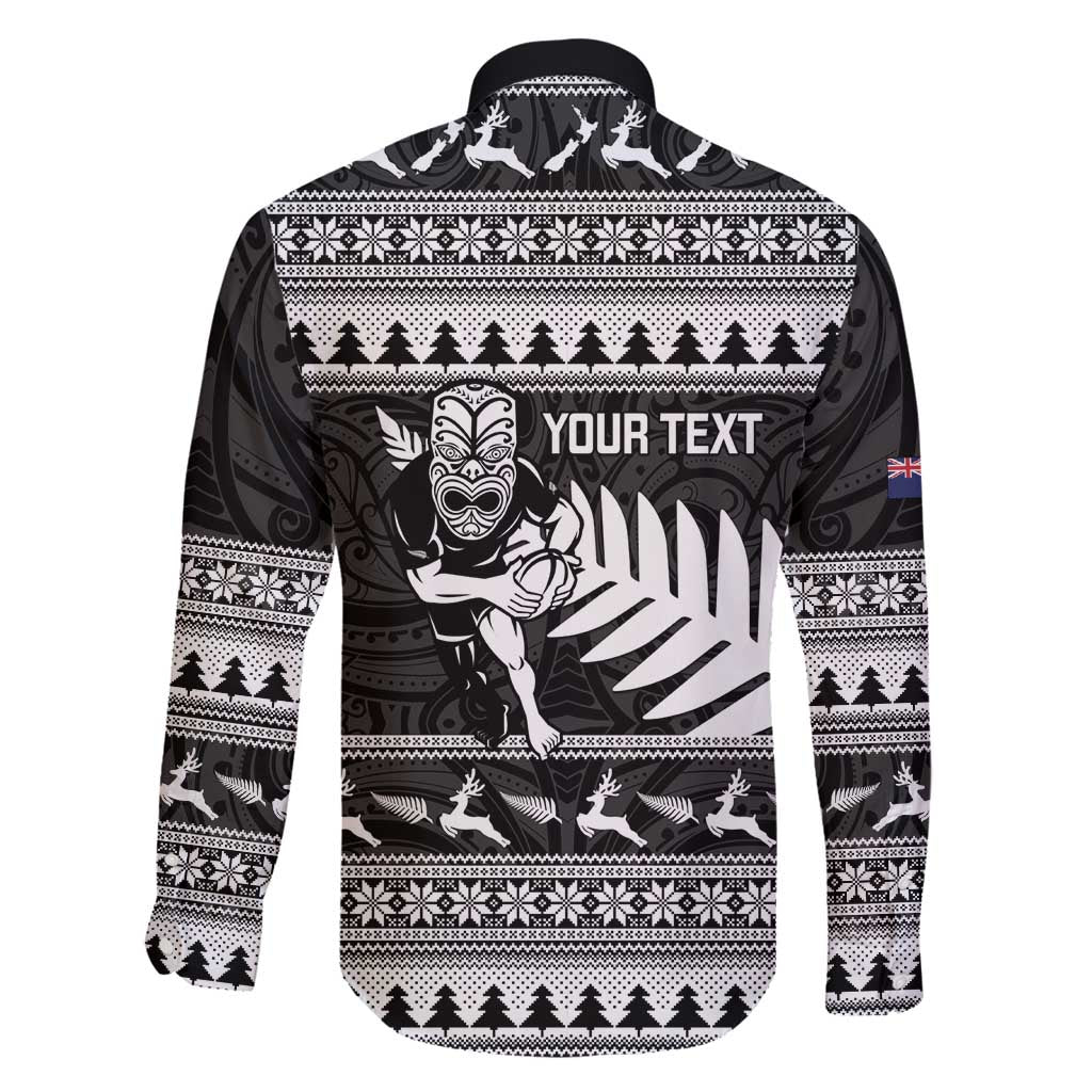 New Zealand Christmas Rugby Personalised Family Matching Off Shoulder Short Dress and Hawaiian Shirt Meri Kirihimete All Black Maori - Polynesian Pride