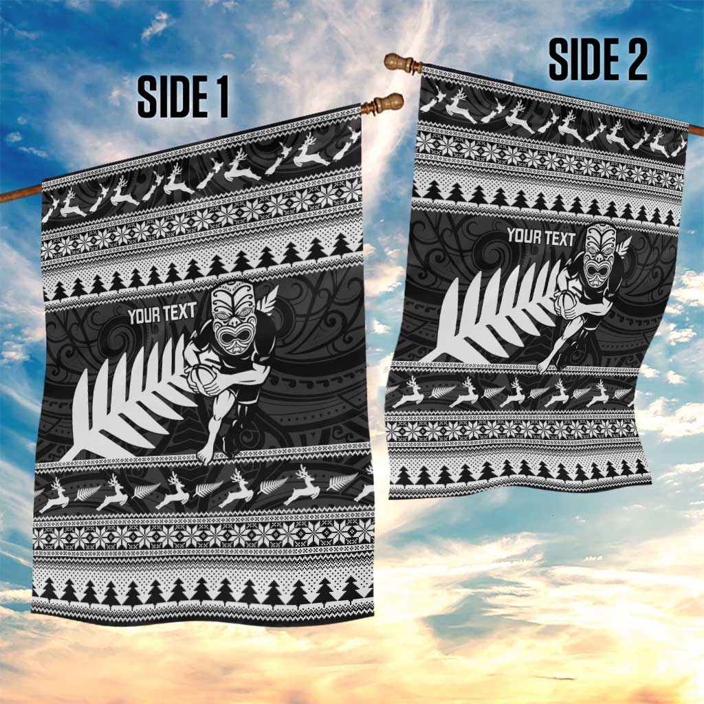 New Zealand Christmas Rugby Personalised Garden Flag Meri Kirihimete All Black Maori - Polynesian Pride