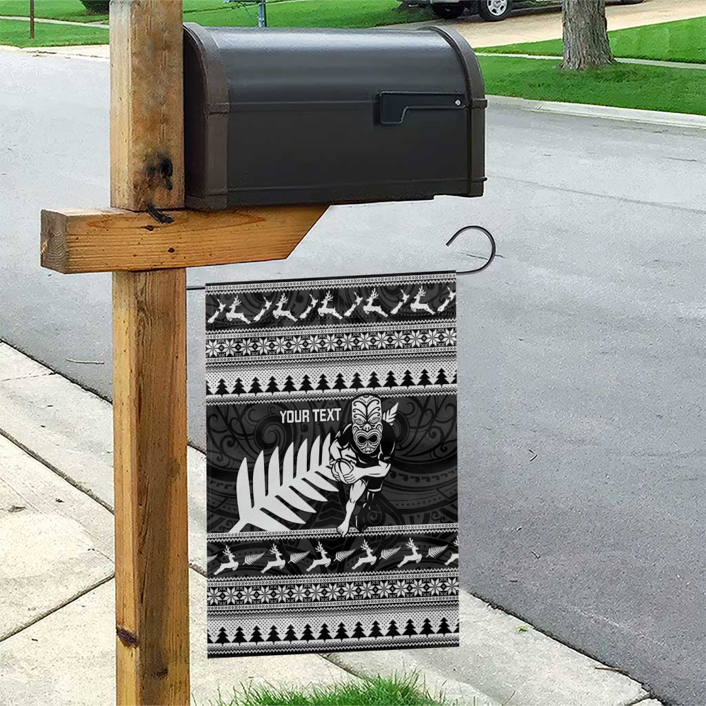New Zealand Christmas Rugby Personalised Garden Flag Meri Kirihimete All Black Maori - Polynesian Pride