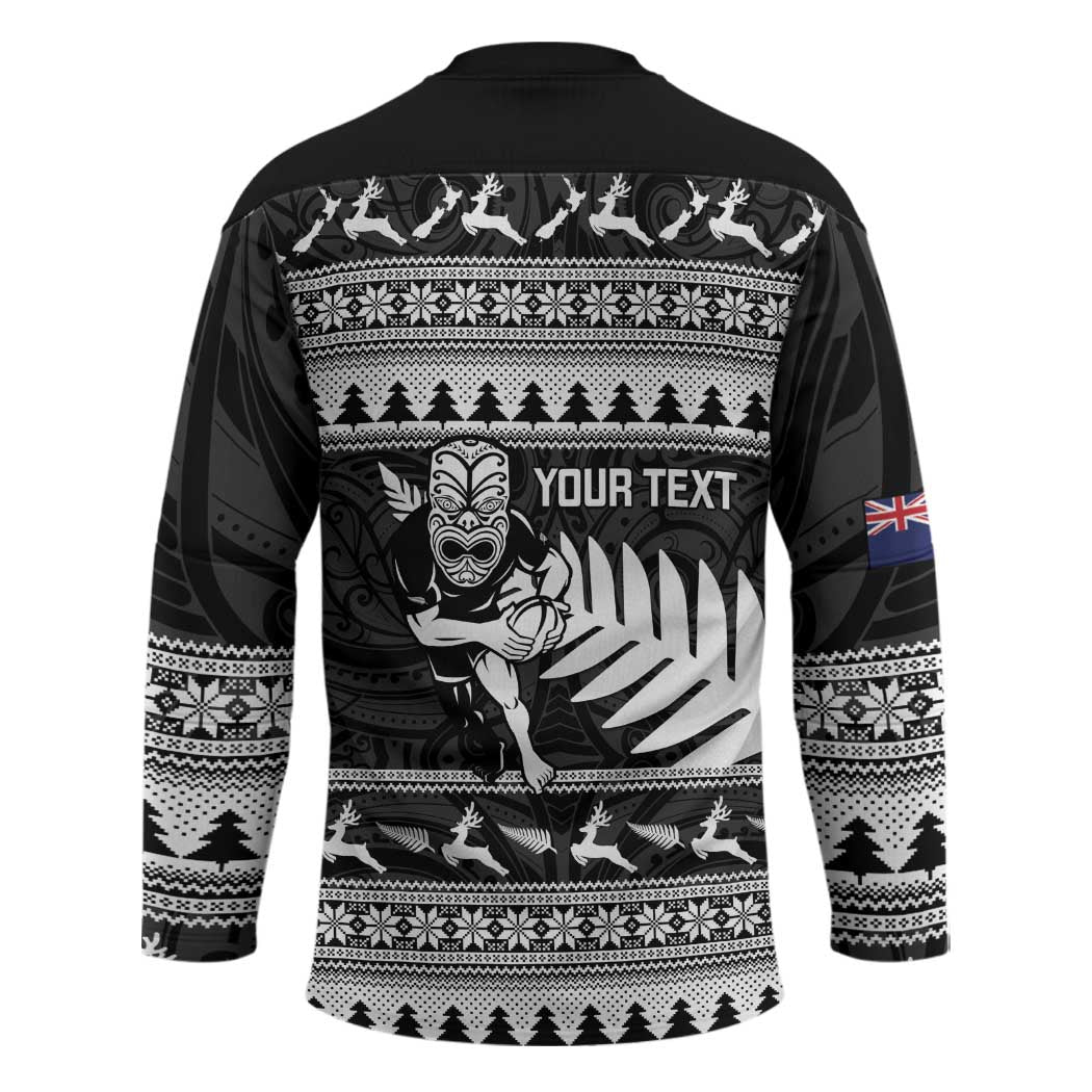 New Zealand Christmas Rugby Personalised Hockey Jersey Meri Kirihimete All Black Maori - Polynesian Pride