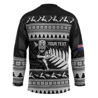 New Zealand Christmas Rugby Personalised Hockey Jersey Meri Kirihimete All Black Maori - Polynesian Pride