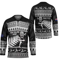 New Zealand Christmas Rugby Personalised Hockey Jersey Meri Kirihimete All Black Maori - Polynesian Pride