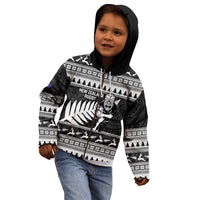 New Zealand Christmas Rugby Personalised Kid Hoodie Meri Kirihimete All Black Maori - Polynesian Pride
