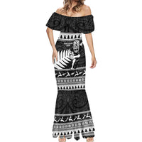 New Zealand Christmas Rugby Personalised Mermaid Dress Meri Kirihimete All Black Maori - Polynesian Pride