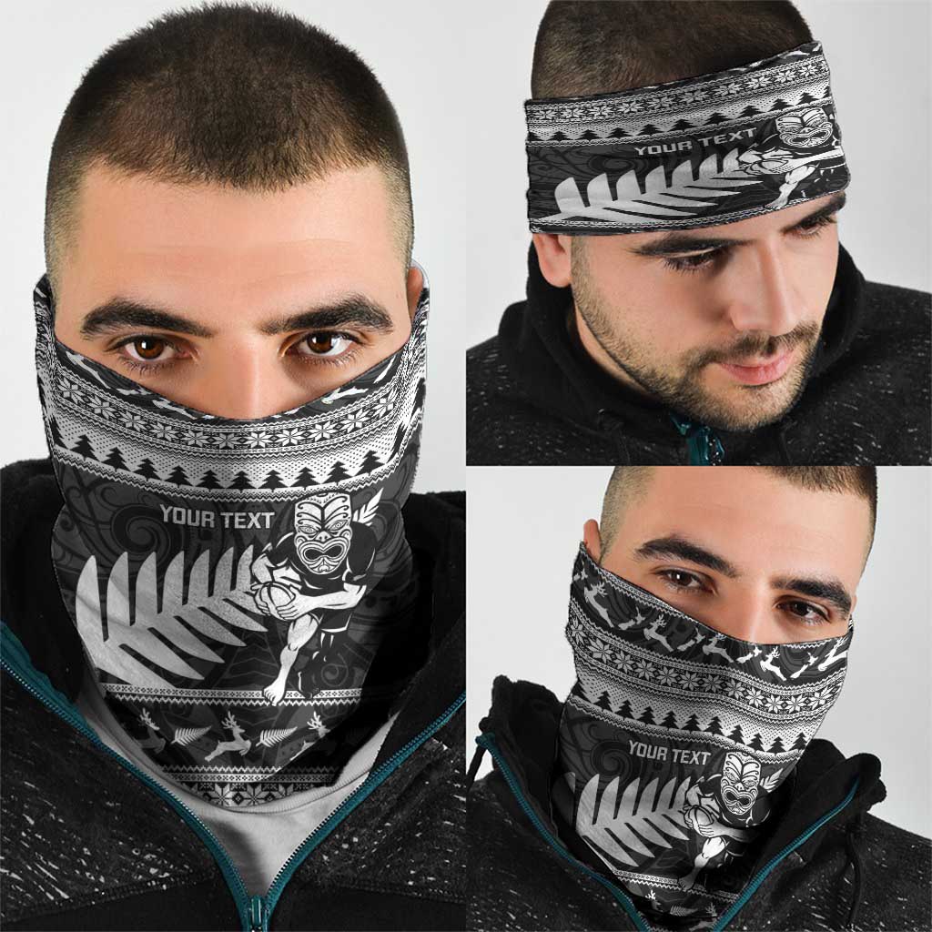 New Zealand Christmas Rugby Personalised Neck Gaiter Meri Kirihimete All Black Maori - Polynesian Pride