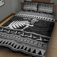 New Zealand Christmas Rugby Personalised Quilt Bed Set Meri Kirihimete All Black Maori - Polynesian Pride