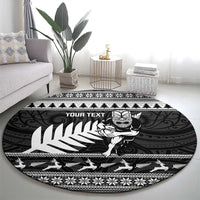 New Zealand Christmas Rugby Personalised Round Carpet Meri Kirihimete All Black Maori - Polynesian Pride