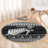 New Zealand Christmas Rugby Personalised Round Carpet Meri Kirihimete All Black Maori - Polynesian Pride