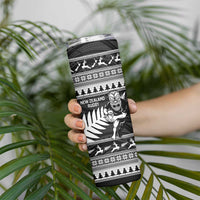 New Zealand Christmas Rugby Personalised Skinny Tumbler Meri Kirihimete All Black Maori - Polynesian Pride