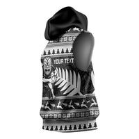 New Zealand Christmas Rugby Personalised Sleeveless Hoodie Meri Kirihimete All Black Maori - Polynesian Pride