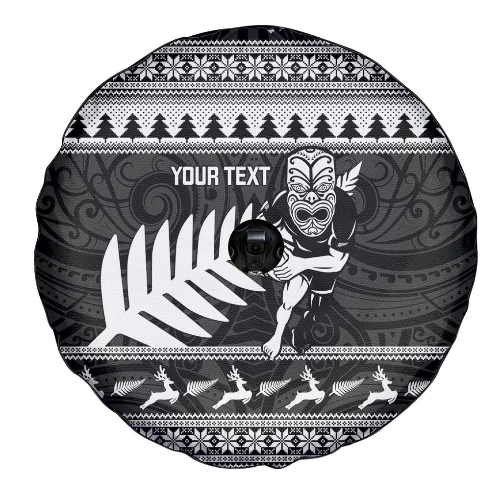 New Zealand Christmas Rugby Personalised Spare Tire Cover Meri Kirihimete All Black Maori - Polynesian Pride
