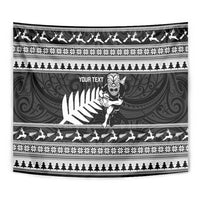 New Zealand Christmas Rugby Personalised Tapestry Meri Kirihimete All Black Maori - Polynesian Pride