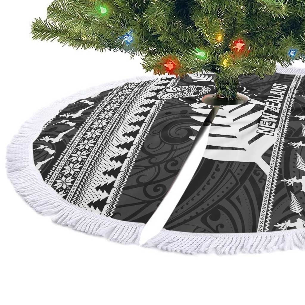 New Zealand Christmas Rugby Tree Skirt Meri Kirihimete All Black Maori - Polynesian Pride