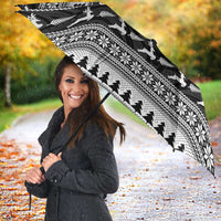 New Zealand Christmas Rugby Personalised Umbrella Meri Kirihimete All Black Maori - Polynesian Pride