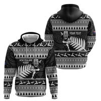 New Zealand Christmas Rugby Personalised Zip Hoodie Meri Kirihimete All Black Maori - Polynesian Pride