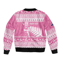 New Zealand Christmas Rugby Personalised Bomber Jacket Meri Kirihimete All Black Maori Pink Version - Polynesian Pride