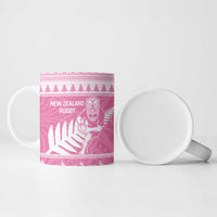 New Zealand Christmas Rugby Personalised Ceramic Mug Meri Kirihimete All Black Maori Pink Version - Polynesian Pride
