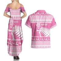 New Zealand Christmas Rugby Personalised Couples Matching Summer Maxi Dress and Hawaiian Shirt Meri Kirihimete All Black Maori Pink Version - Polynesian Pride