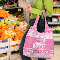 New Zealand Christmas Rugby Personalised Grocery Bag Meri Kirihimete All Black Maori Pink Version - Polynesian Pride