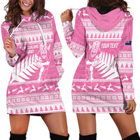 New Zealand Christmas Rugby Personalised Hoodie Dress Meri Kirihimete All Black Maori Pink Version - Polynesian Pride