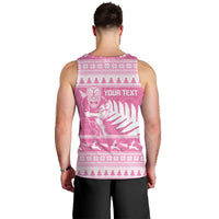 New Zealand Christmas Rugby Personalised Men Tank Top Meri Kirihimete All Black Maori Pink Version - Polynesian Pride