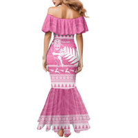 New Zealand Christmas Rugby Personalised Mermaid Dress Meri Kirihimete All Black Maori Pink Version - Polynesian Pride