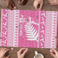 New Zealand Christmas Rugby Personalised Puzzle Meri Kirihimete All Black Maori Pink Version - Polynesian Pride