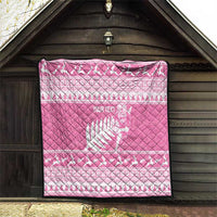 New Zealand Christmas Rugby Personalised Quilt Meri Kirihimete All Black Maori Pink Version - Polynesian Pride