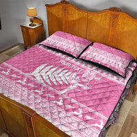 New Zealand Christmas Rugby Personalised Quilt Bed Set Meri Kirihimete All Black Maori Pink Version - Polynesian Pride