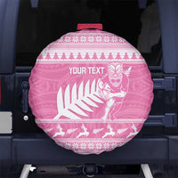 New Zealand Christmas Rugby Personalised Spare Tire Cover Meri Kirihimete All Black Maori Pink Version - Polynesian Pride