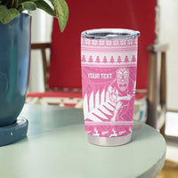 New Zealand Christmas Rugby Personalised Tumbler Cup Meri Kirihimete All Black Maori Pink Version - Polynesian Pride