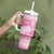 New Zealand Christmas Rugby Personalised Tumbler With Handle Meri Kirihimete All Black Maori Pink Version - Polynesian Pride