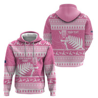 New Zealand Christmas Rugby Personalised Zip Hoodie Meri Kirihimete All Black Maori Pink Version - Polynesian Pride
