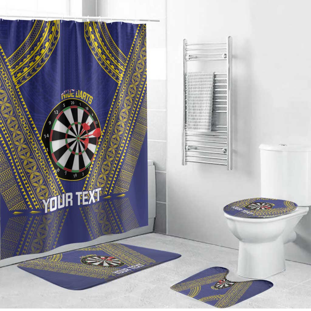 Personalised Niue Darts Bathroom Set Dart Board Hiapo Pattern - Polynesian Pride
