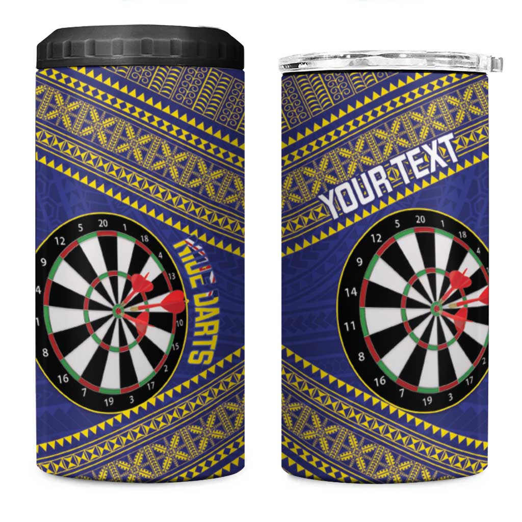 Personalised Niue Darts 4 in 1 Can Cooler Tumbler Dart Board Hiapo Pattern LT14 One Size: 16 oz Blue - Polynesian Pride