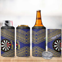 Personalised Niue Darts 4 in 1 Can Cooler Tumbler Dart Board Hiapo Pattern LT14 - Polynesian Pride