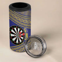 Personalised Niue Darts 4 in 1 Can Cooler Tumbler Dart Board Hiapo Pattern LT14 - Polynesian Pride