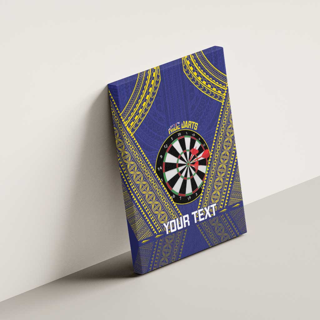 Personalised Niue Darts Canvas Wall Art Dart Board Hiapo Pattern - Polynesian Pride