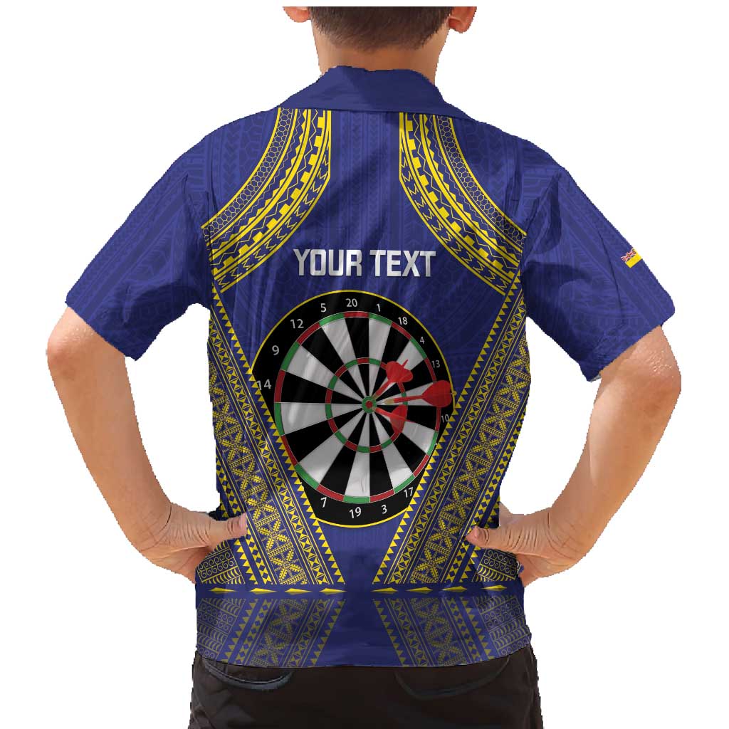 Personalised Niue Darts Family Matching Mermaid Dress and Hawaiian Shirt Dart Board Hiapo Pattern - Polynesian Pride