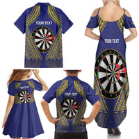 Personalised Niue Darts Family Matching Summer Maxi Dress and Hawaiian Shirt Dart Board Hiapo Pattern - Polynesian Pride