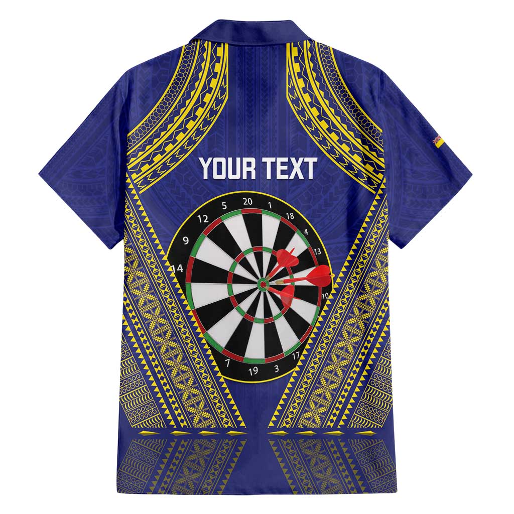 Personalised Niue Darts Family Matching Tank Maxi Dress and Hawaiian Shirt Dart Board Hiapo Pattern - Polynesian Pride