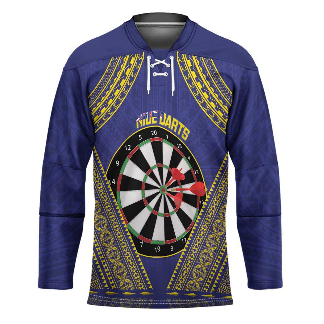 Personalised Niue Darts Hockey Jersey Dart Board Hiapo Pattern - Polynesian Pride