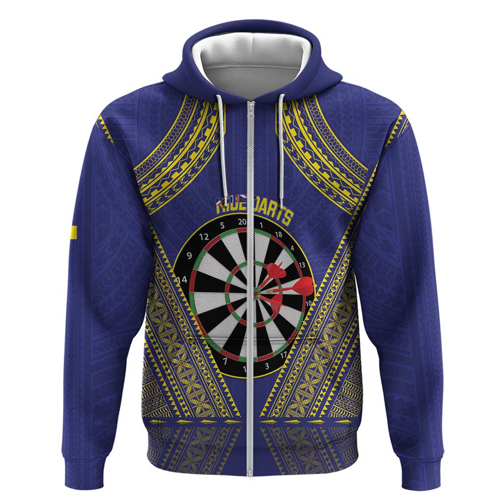 Personalised Niue Darts Hoodie Dart Board Hiapo Pattern - Polynesian Pride