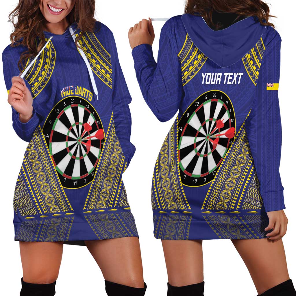 Personalised Niue Darts Hoodie Dress Dart Board Hiapo Pattern - Polynesian Pride