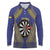 Personalised Niue Darts Long Sleeve Polo Shirt Dart Board Hiapo Pattern - Polynesian Pride
